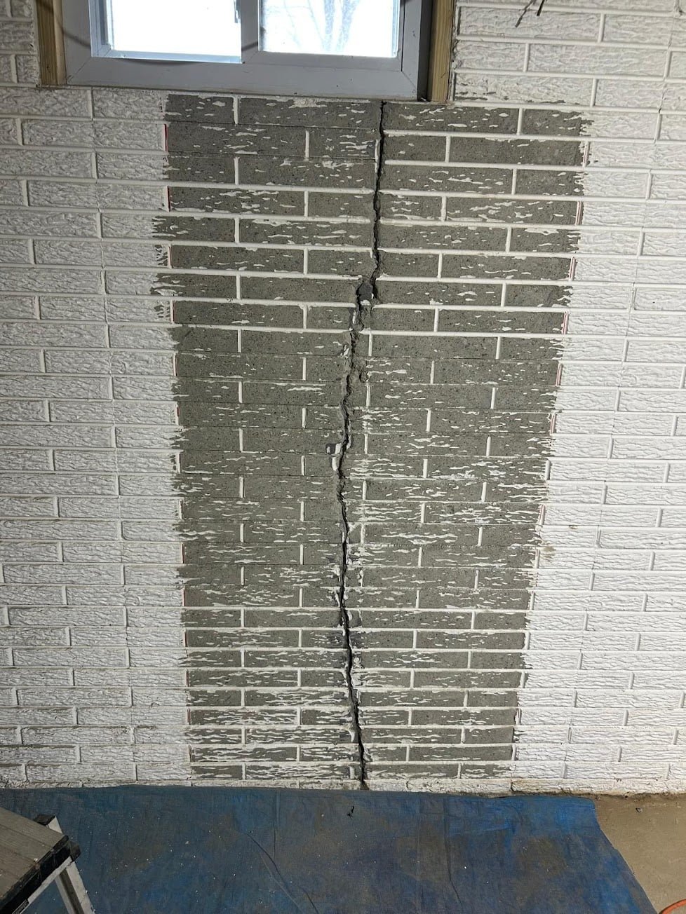 Before: second leaking foundation wall crack repair at the same property in Hopewell Junction, NY