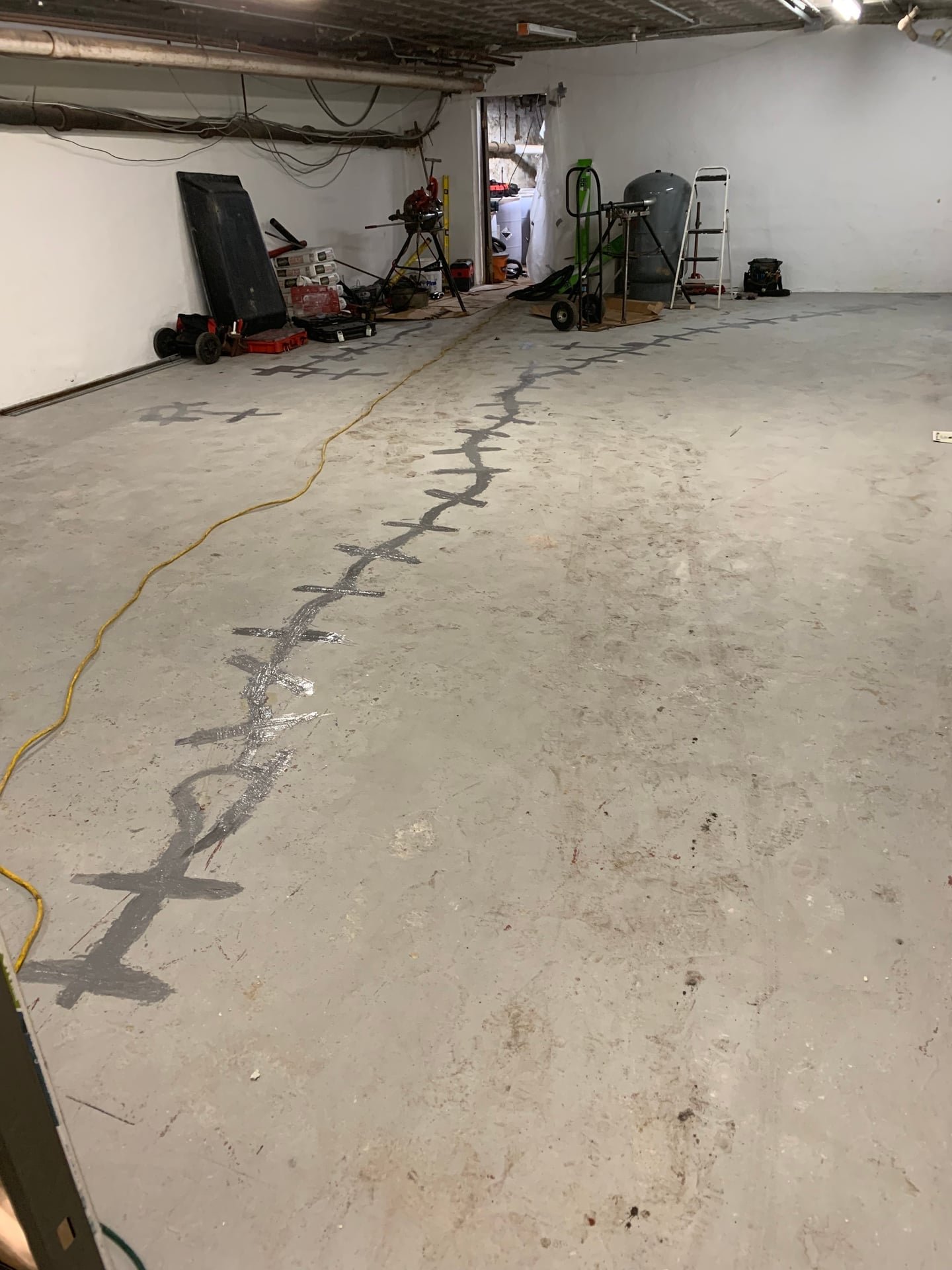 basement slab crack reinforcement with carbon fiber and Kevlar stabilization bars in Rye, NY — after